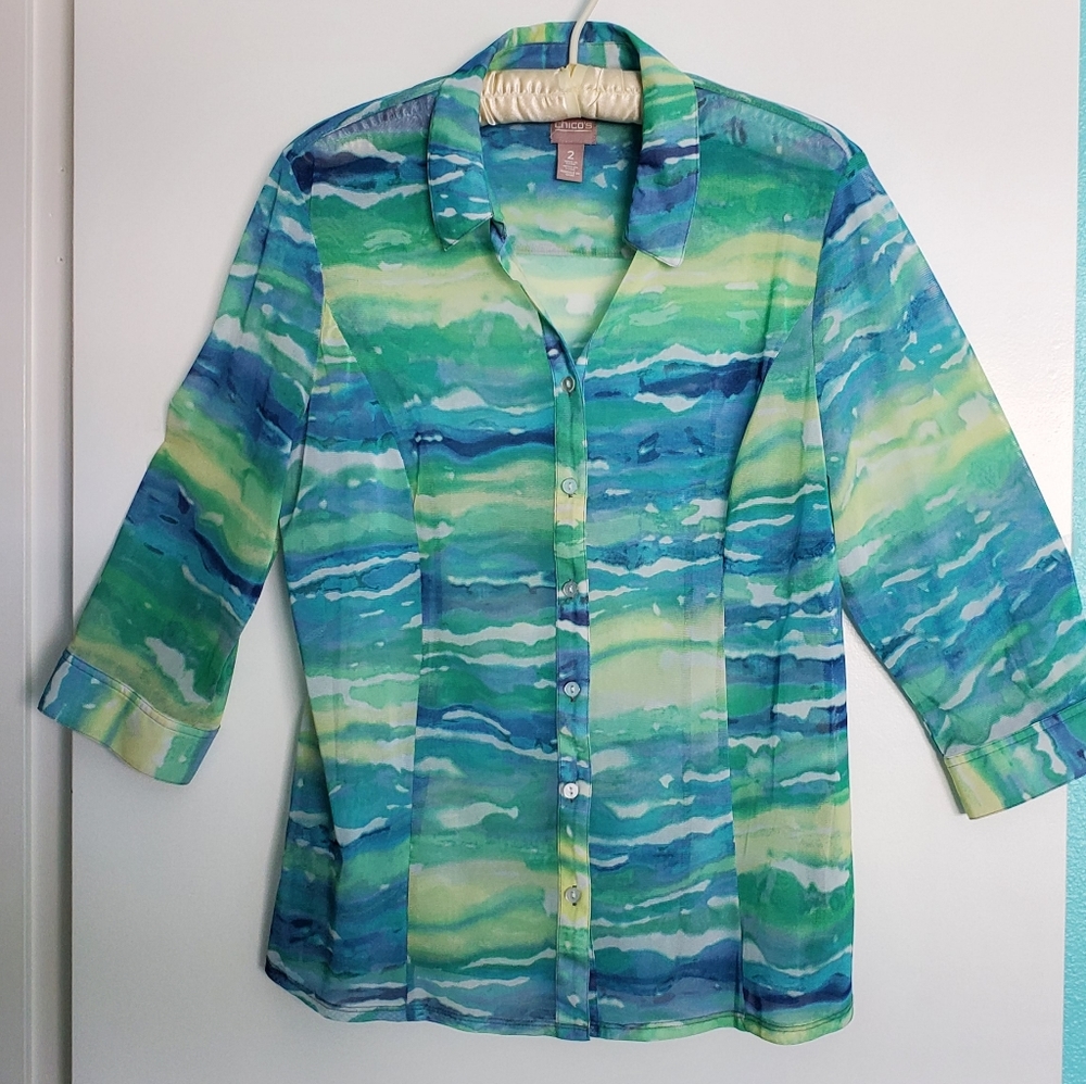 Chico's sz 2, 3/4 sleeve blouse